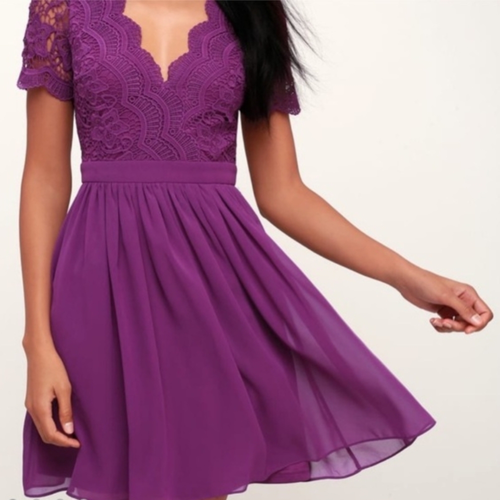 Chic Purple Lace Mini Dress